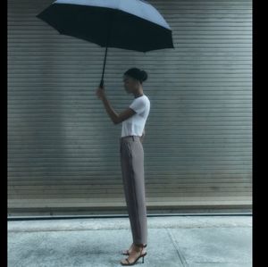 Zara high waist wide leg menswear style pants trousers sz 30 Medium